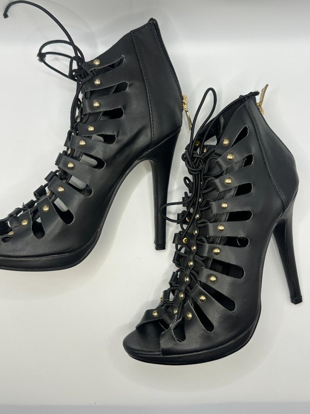 Studded Strappy High Heel Sandals - Black